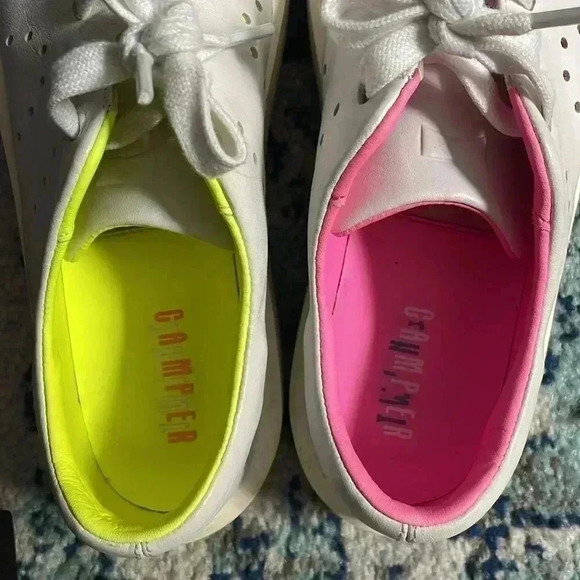 Camper twins neon pink and yellow white leather sneakers 39 - Picture 7 of 8